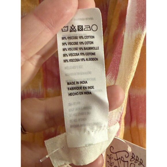 Free People Scarf Pink Orange Checkered Long Wrap Scarf Lightweight NWT - Picture 6 of 6